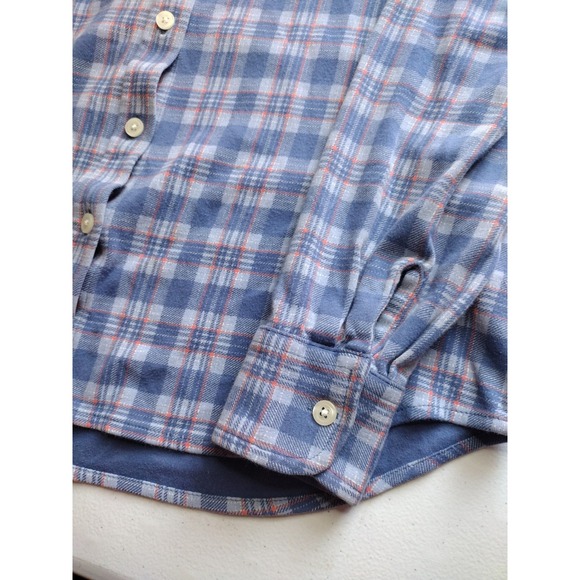 LL Bean Plaid Flannel Button Up Shirt Blue Orange Cotton Women's‎ Size S - Picture 2 of 6